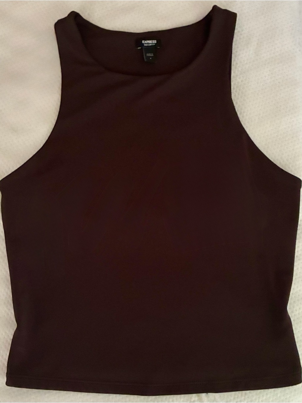 Express Body Contour High Neck Fitted Cropped Tank Top